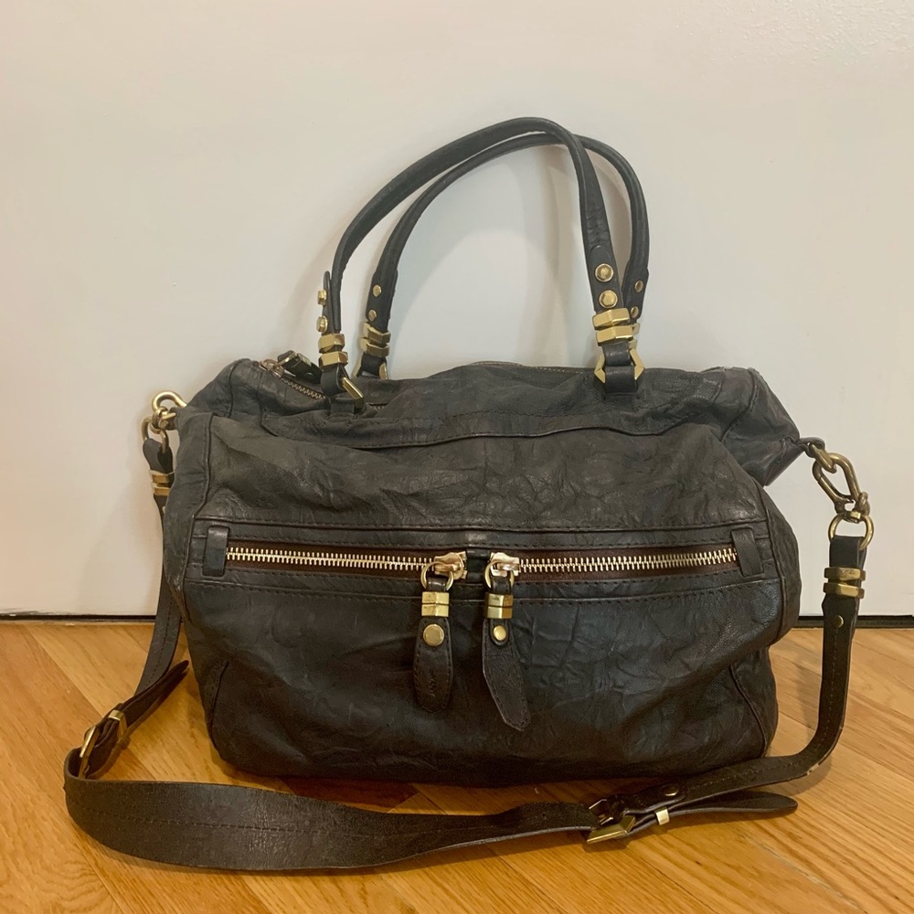 Dr Yany Navy Blue Leather Crossbody Bag